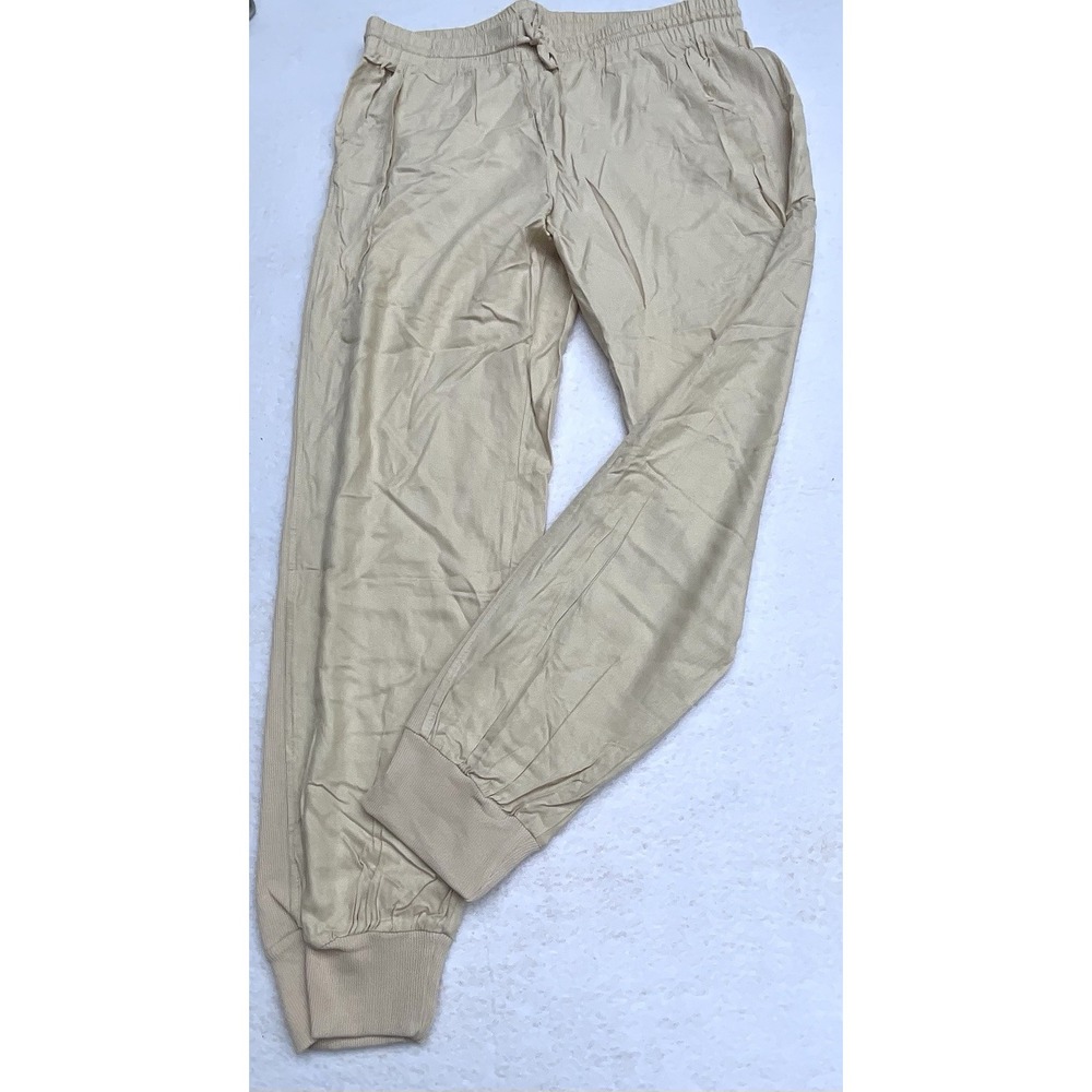 Guess Chic Beige Linen Blend Joggers Size Large 03GB00 W7KD0 NEW WITHOUTOUT TAGS - Picture 1 of 11